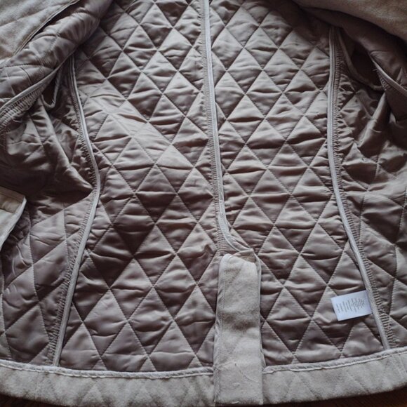 Talbots Wool Blend Quilted Blazer Jacket Beige Knit Sleeve Womens Size 6 Classic - Picture 6 of 8
